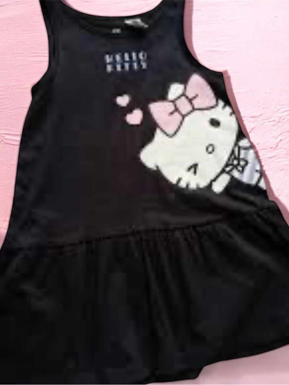 H&M Sanrio  Hello Kitty Black Dress with Pink Bow Accent